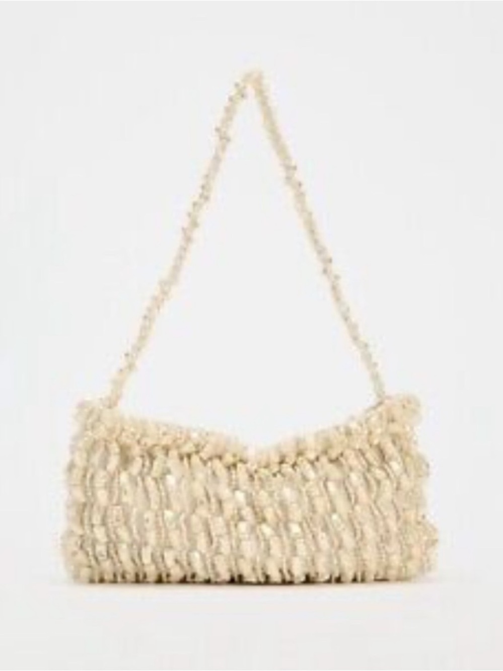 Zara pearl shoulder bag shell summer handbag purse beach beaded 6281/410 ecru - Picture 8 of 10